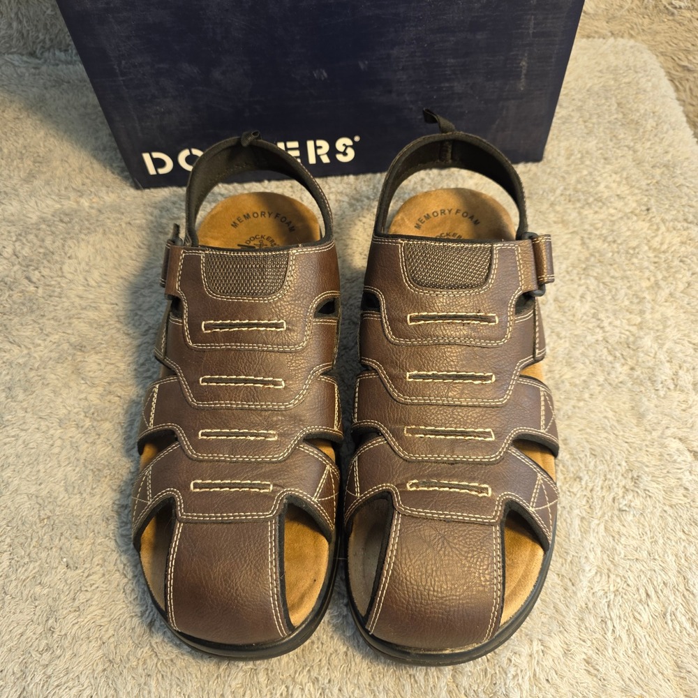 Dockers Searose Fisherman‎ Sandals Brown Memory Foam Mens 15 WIDE NEW